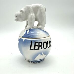 Art Deco 1930s Leroux Polar Bear Globe Promotional Pharmacy Display Jar France
